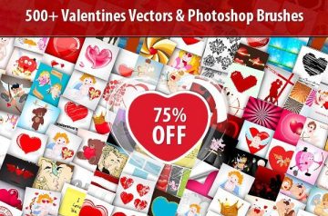 Valentines Vectors & Photoshop Brushes for just $25