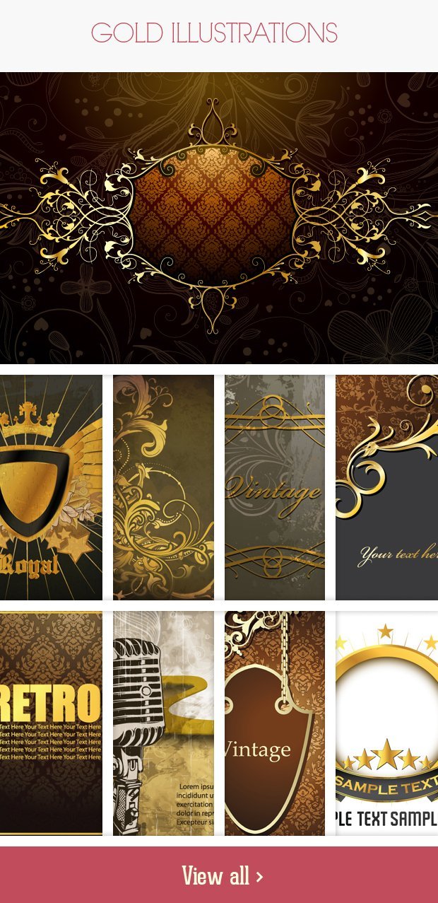 Gold Vector Illustrations preview - graphic design bundles