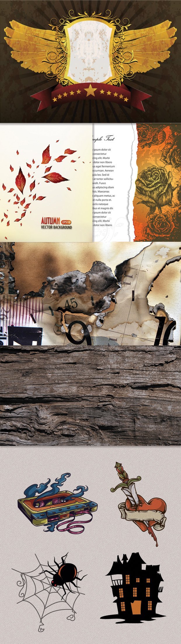 a collage of the preview of a free sample with illustrations, vectors & texture - graphic design bundles