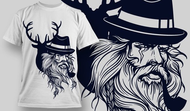 man in hat and a reindeer - t shirt deisgn