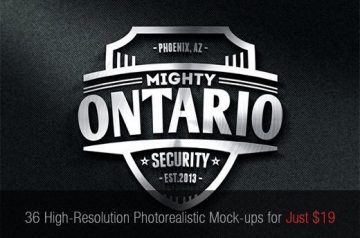 Photorealistic mockup of a metal outlined shield