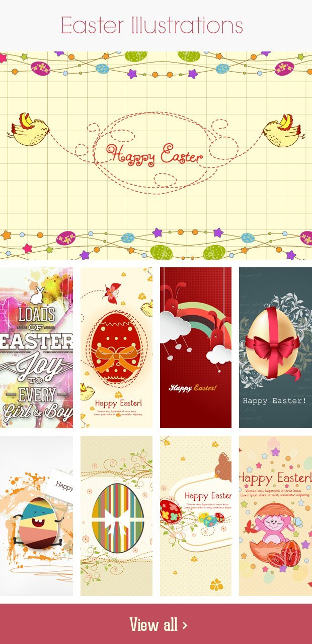 A preview of the Easter vector Illustrations included in the bundle