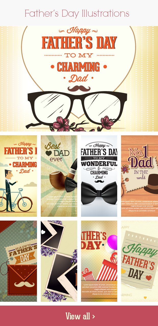 A preview of the Father's Day Illustrations included in the bundle