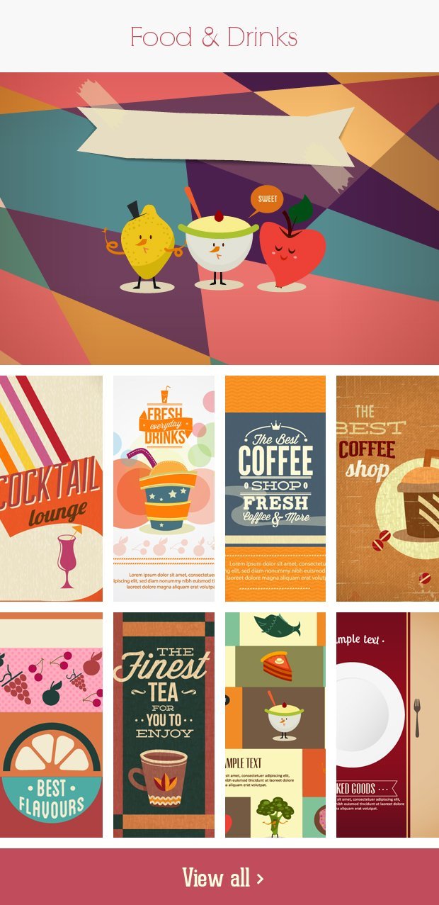 A preview of the Food & Drinks Illustrations included in the bundle