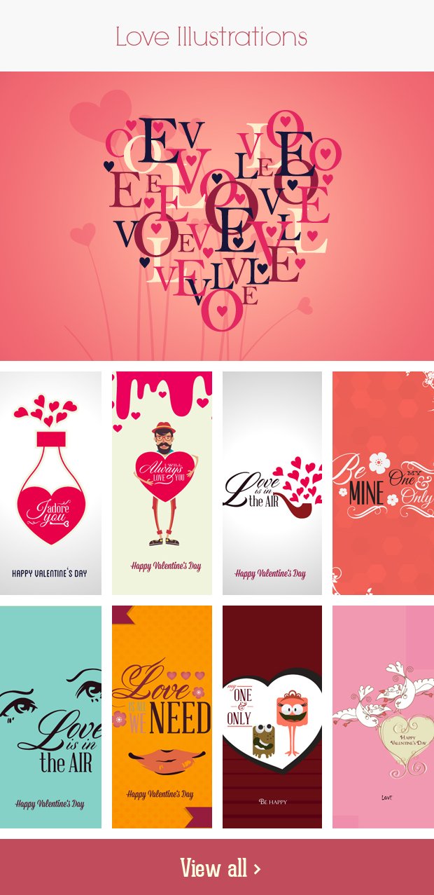 A preview of the Love Illustrations included in the bundle