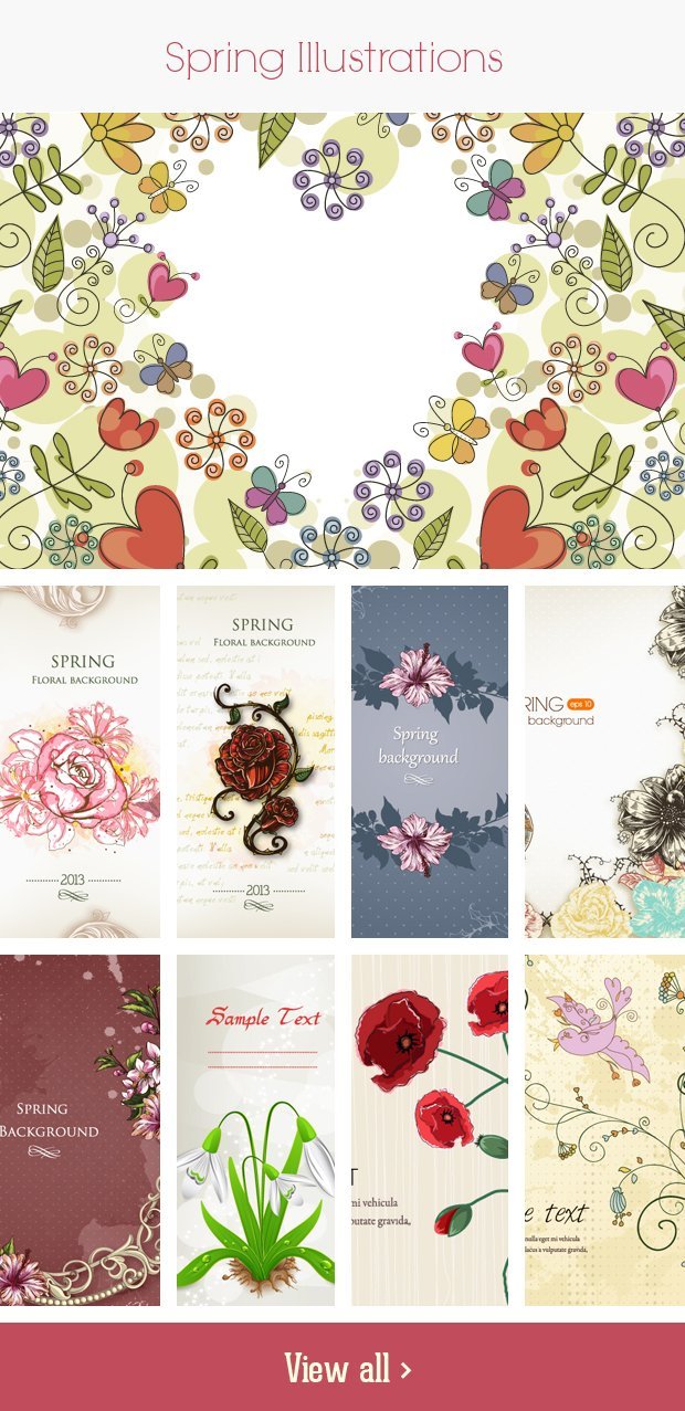 A preview of the Spring Illustrations included in the bundle