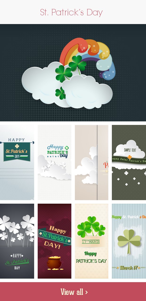 A preview of the St. Patrick's Day vector Illustrations included in the bundle