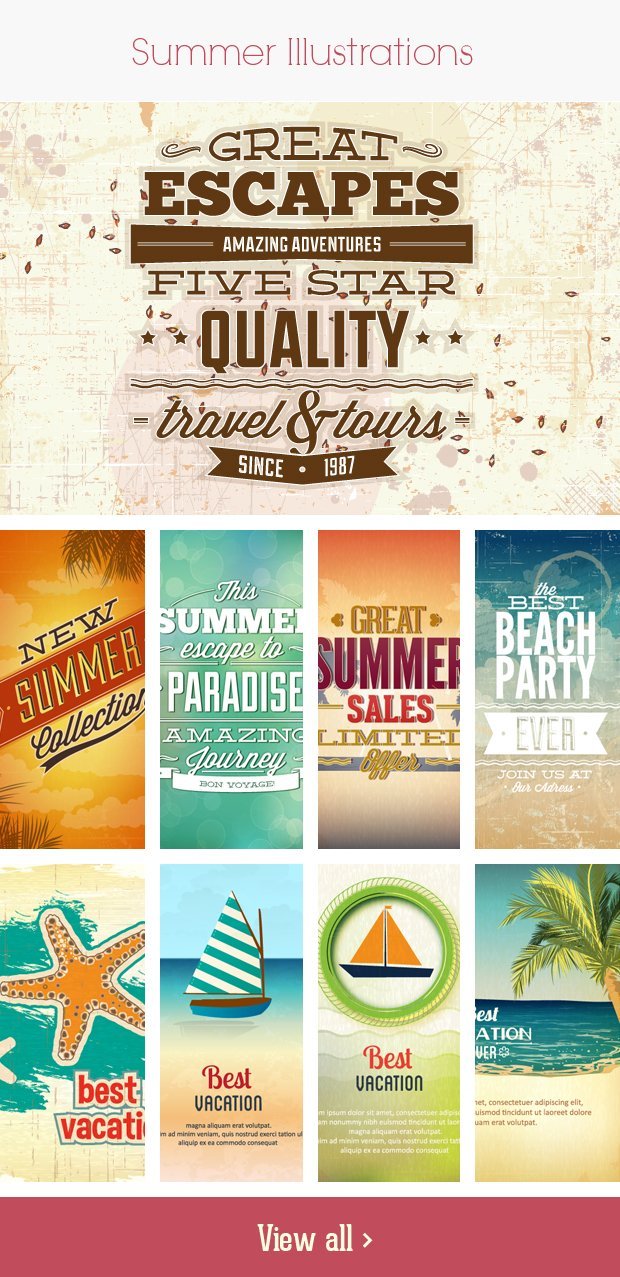 A preview of the Summer Illustrations included in the bundle