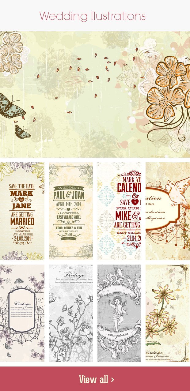 A preview of the Wedding Illustrations included in the bundle