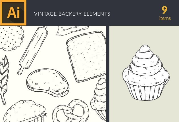 Designtnt-Bakery Vintage- Vector Set 1-small