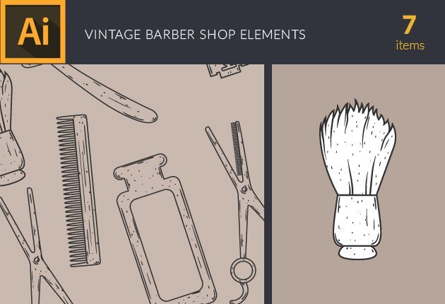 Designtnt-Barber shop Vintage Vector Set 2-small