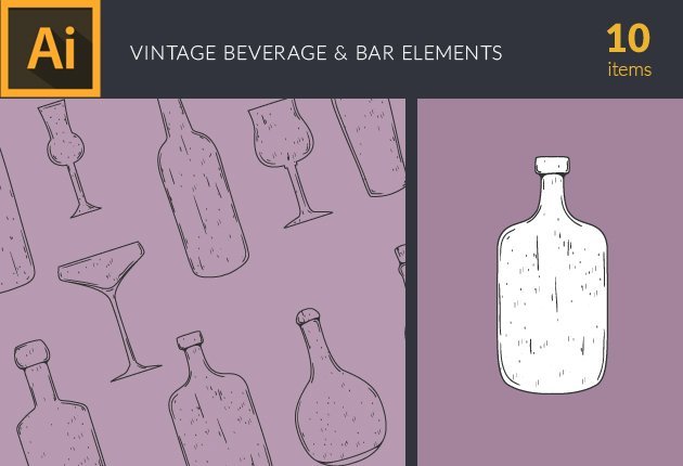 Designtnt-Beverage and Bar Vintage -Vector Set 1-small