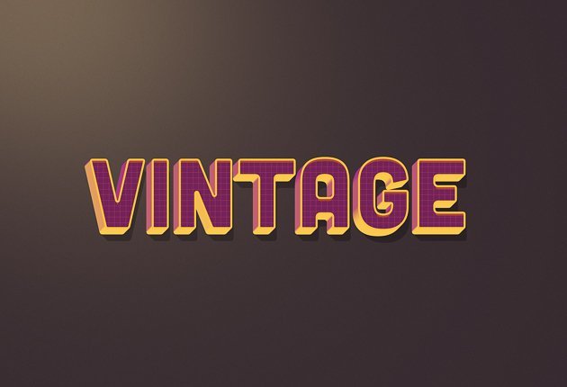 A preview of the Premium PS Text Effects applied on the text "vintage"