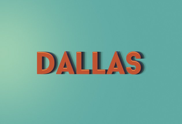 A preview of the Premium PS Text Effects applied on the text "dallas"