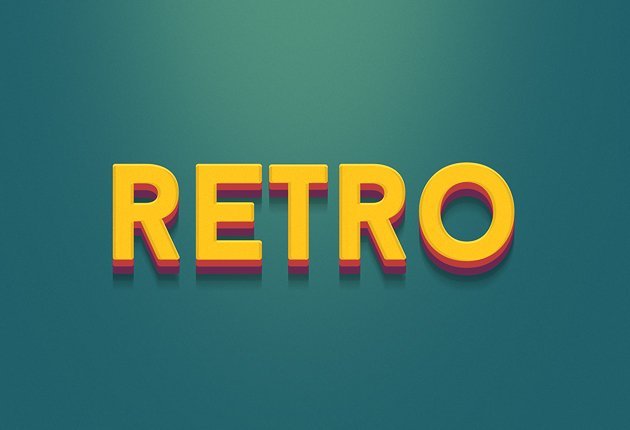 A preview of the Premium PS Text Effects applied on the text "retro"