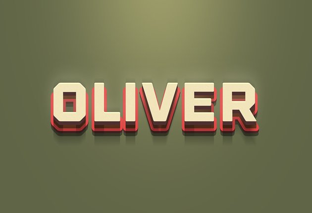 A preview of the Premium PS Text Effects applied on the text "oliver"