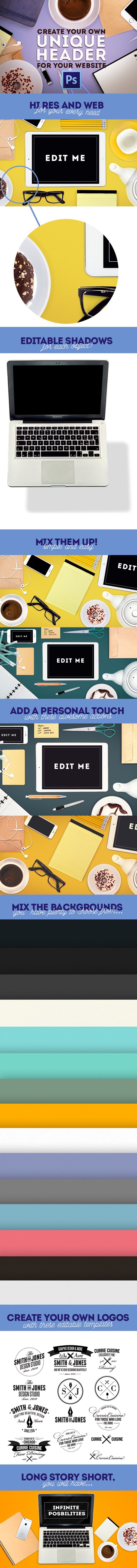 A preview of the Graphic Design Headersincluded in the bundle