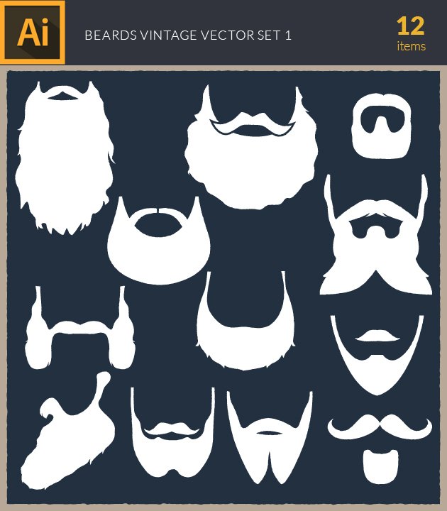 vector-beards-vintage-set1