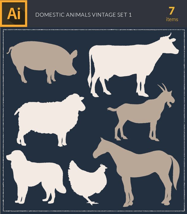 vector-domestic-animals-vintage-vector-set1