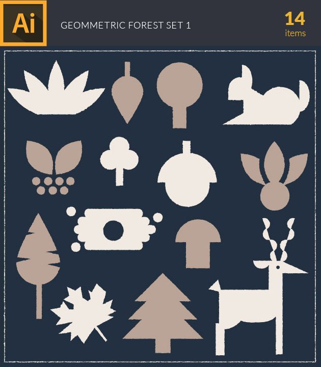 vector-forest-geometric-vintage-vector-set-1