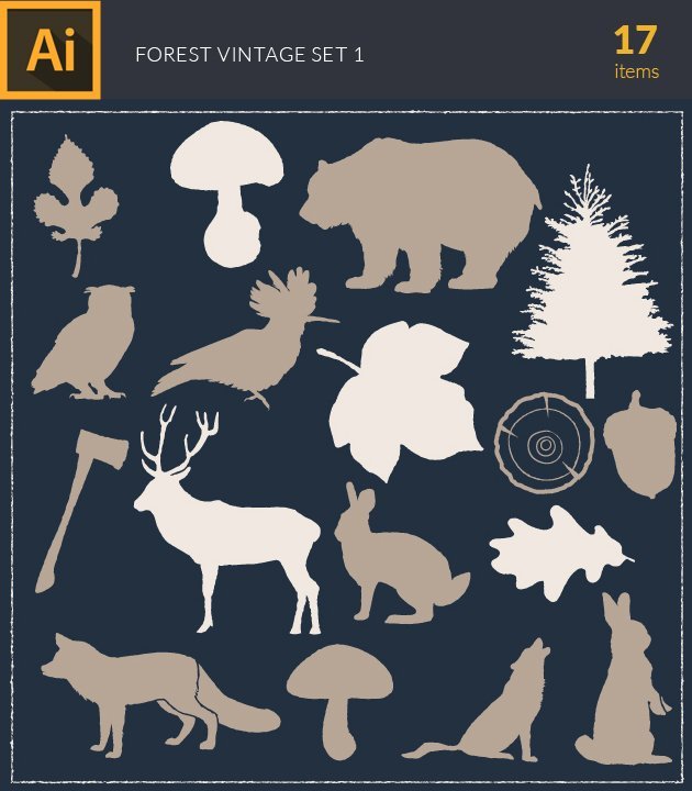 forest-vintage-vector-set preview