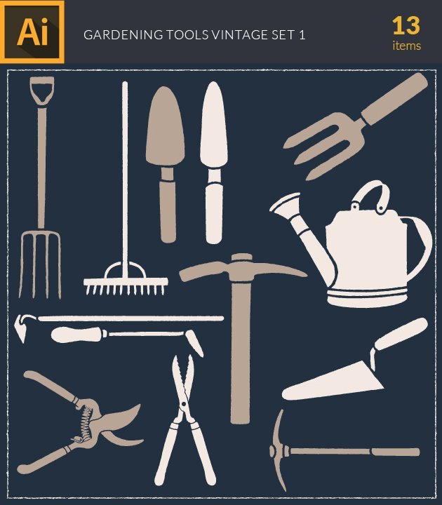 vector-gardering-tools-vintage-vector-set-1