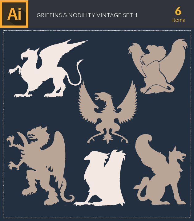 griffins-and-nobility-vintage-vector-set-preview