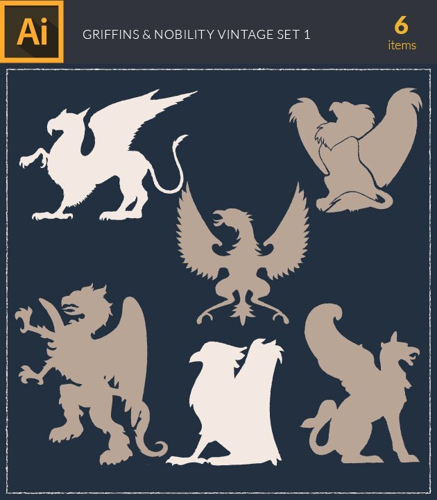 vector-griffins-and-nobility-vintage-vector-set-1