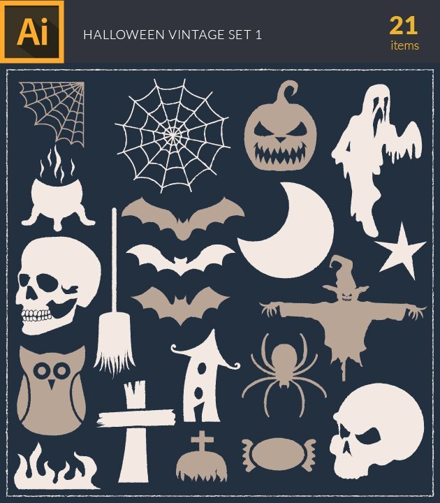 halloween-vintage-vector-set preview