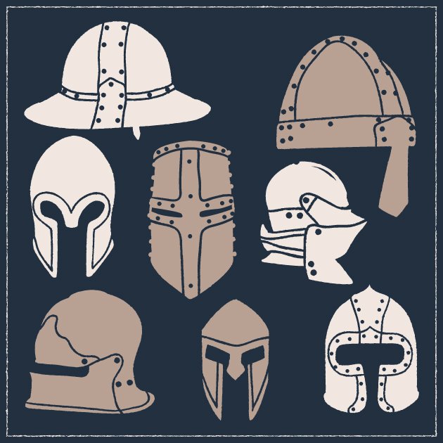 vector-medieval-helmets-vintage-vector-set-1