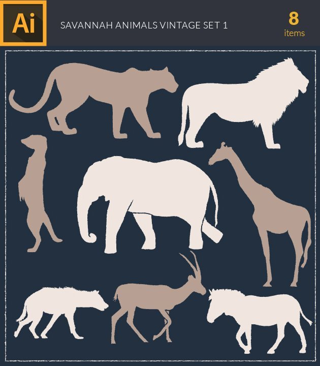 vector-savannah-animals-vintage-vector-set-1