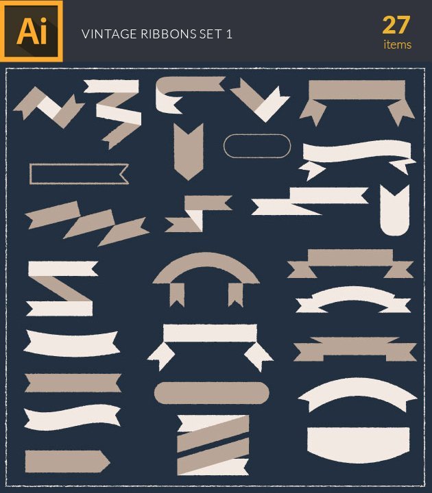 vector-text-ribbons-vintage-vector-set-1