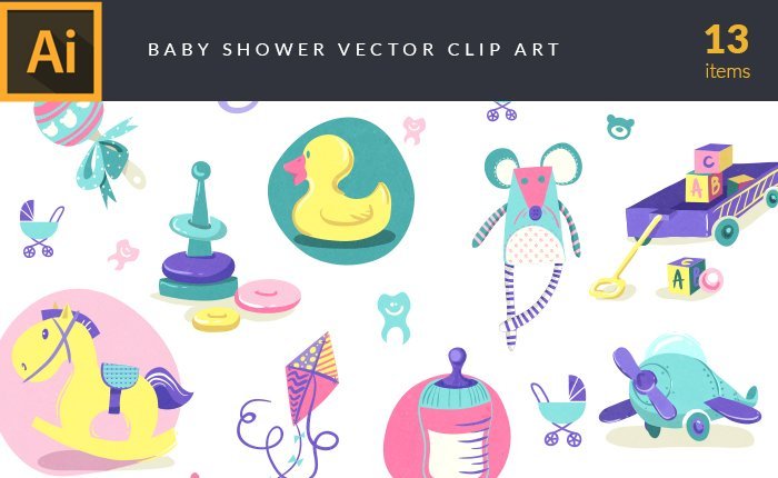 A preview of the baby-shower-vector-clip-art-set included in the bundle