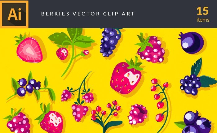 A preview of the berries-vector-clip-art-set included in the bundle