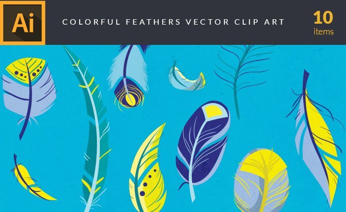 A preview of the colorful-feathers-vector-clip-art-set included in the bundle