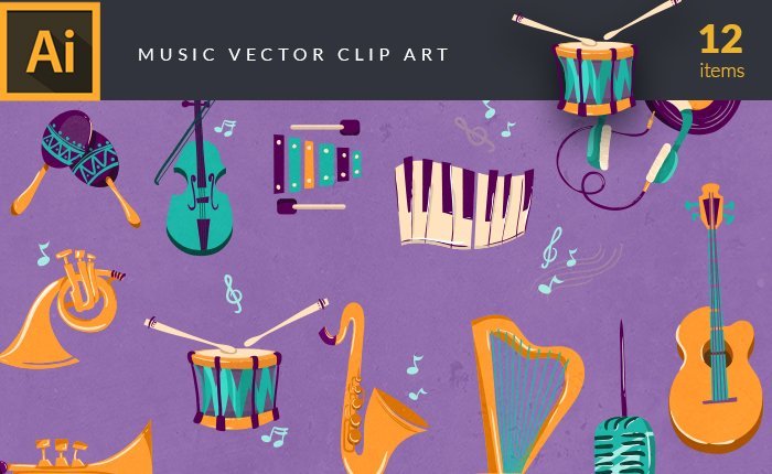 A preview of the music-vector-clip-art-set included in the bundle