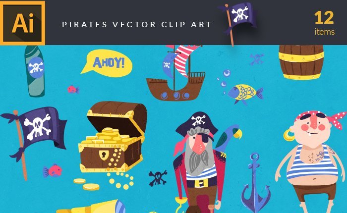 A preview of the pirates-vector-clip-art-set included in the bundle