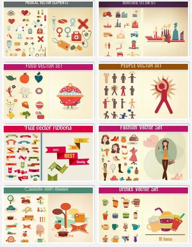 Vector Illustrations Set 2 Collage Image