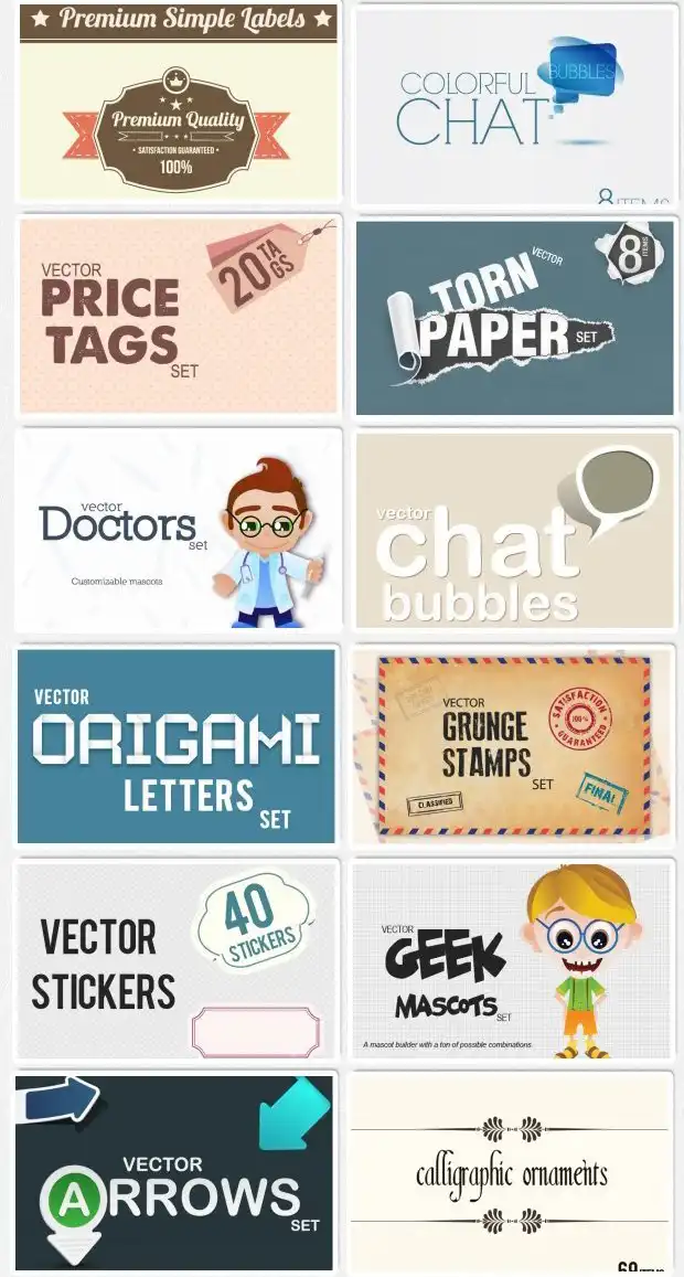 Preview Of Illustrations Included In The Bundle