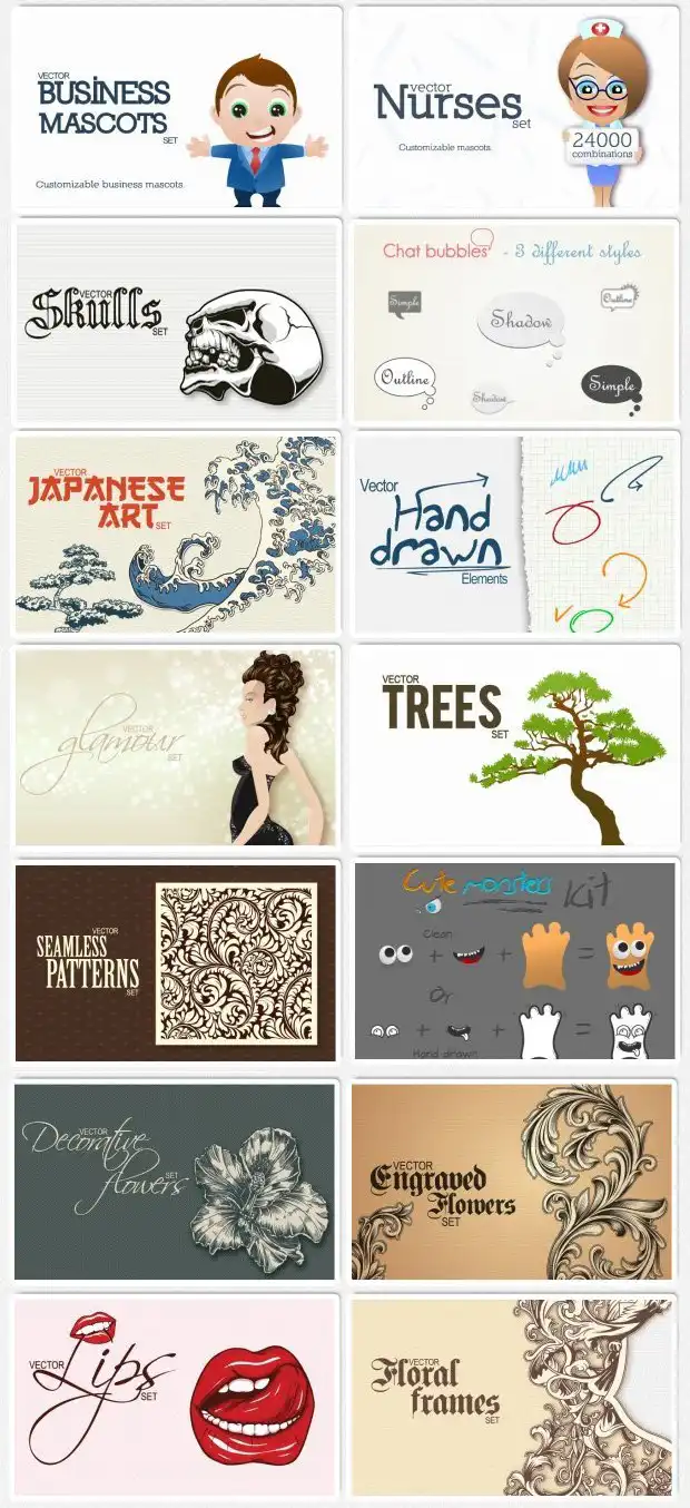 Preview Of Illustrations Included In The Bundle