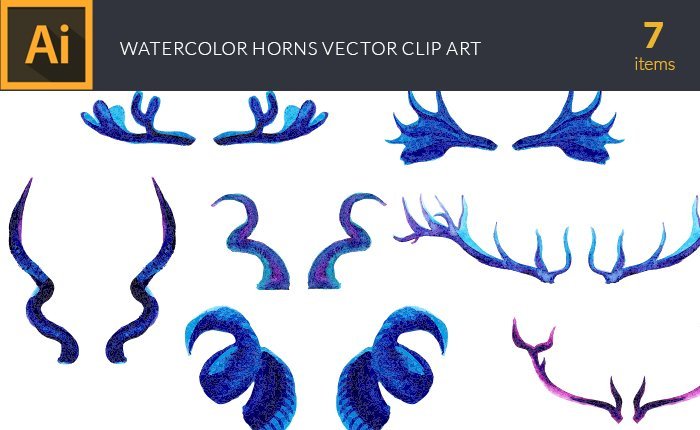 vector-watercolor-illustrationshorns-small
