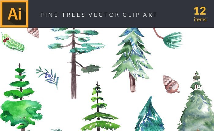vector-watercolor-pine-trees-small