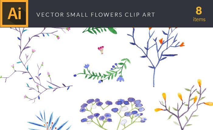 vector-watercolor-small-flowers-small