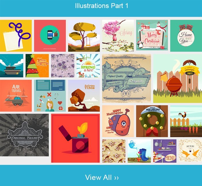 Illustrations, cliparts & fonts bundle