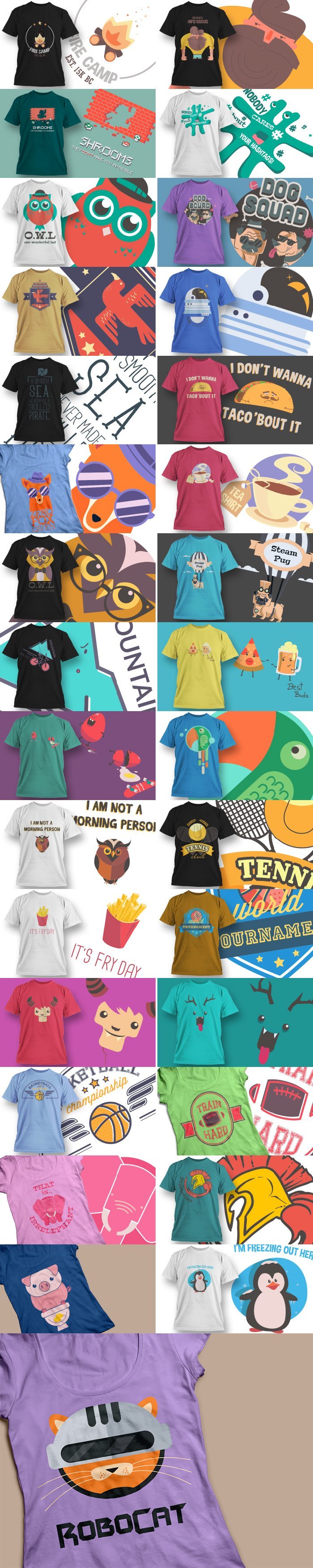 A preview of the t-shirt design vectors included