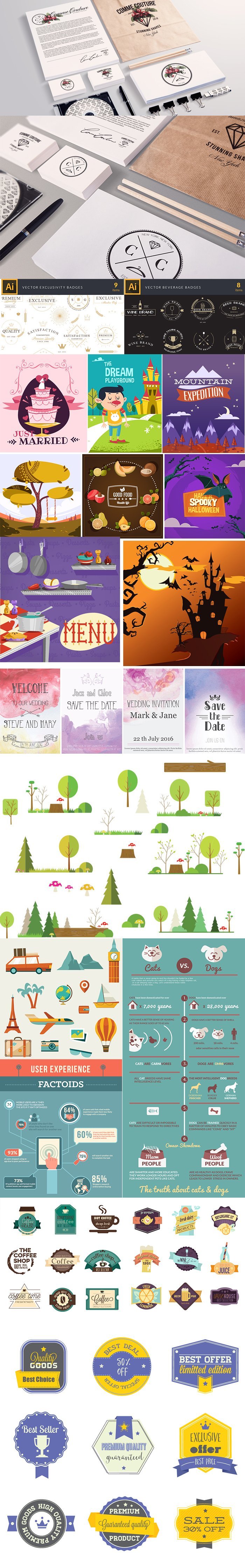 A preview of the elements included in the graphic resources bundles.