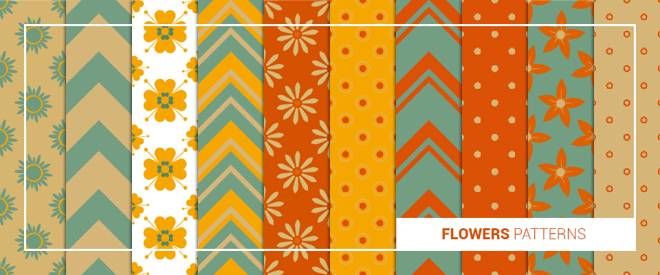 A preview of flowers patterns from the bundle