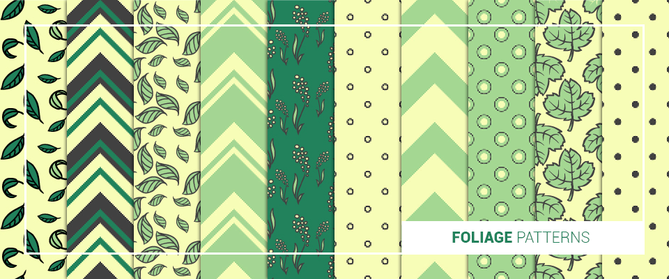 A preview of foilage background patterns from the bundle
