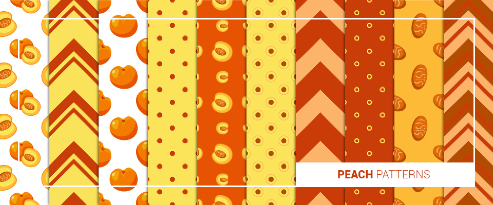 A preview of peach patterns from the bundle