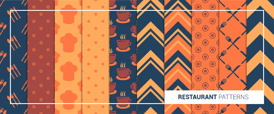 A preview of restaurant background patterns from the bundle